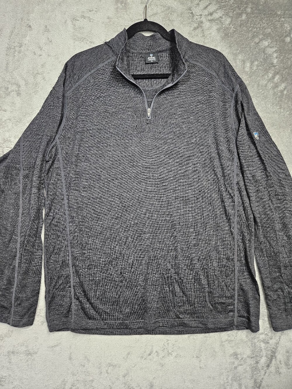 KÜHL 100% Merino Wool 1/4 Zip Pullover Men’s XL Dark Gray Outdoor Hiking